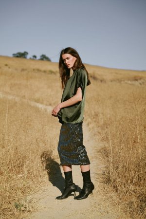 OLIVIA EMERALD SEQUIN SKIRT